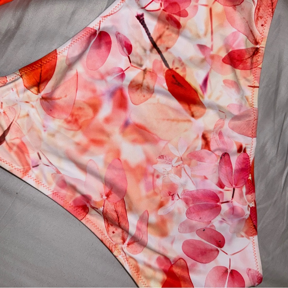 Beachsissi Orange Tankini Top and Floral Bikini Bottom - Picture 4 of 15